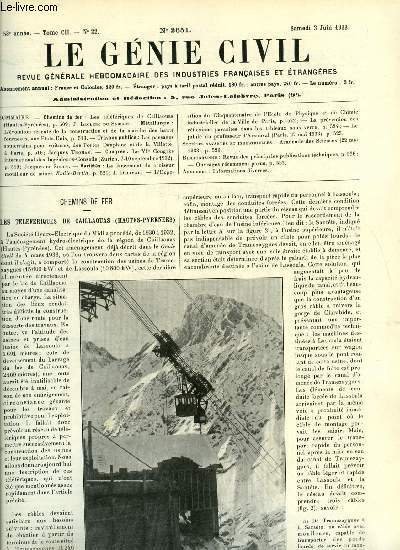 Le génie civil tome CII n° 22 - Les téléfériques … | Immagine principale