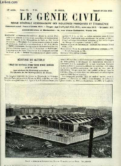 Le génie civil tome CII n° 23 - Essais de … | Immagine principale