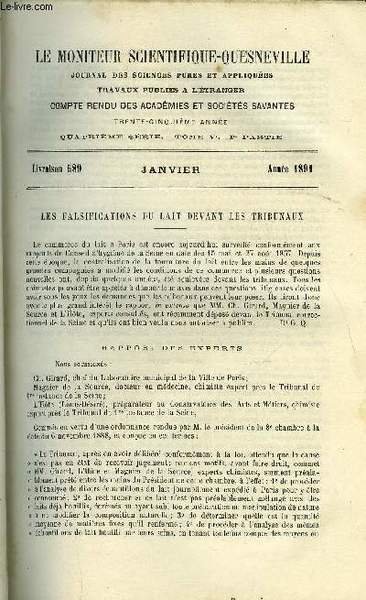 Le moniteur scientifique du docteur Quesneville n� 589 - Les falsifications du lait devant les tribunaux, Recherche de l'aluminium dans l'acier et la fonte, Contribution a l'�tude du fonctionnement des chaudi�res a vapeur, Sur les mati�res colorantes