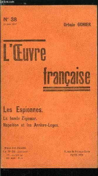 L'oeuvre n� 38 - Les espionnes, Zigomar et Catilina