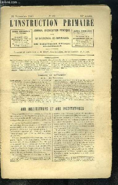 L'instruction primaire 11e ann�e n� 13 - Circulaire relative aux …