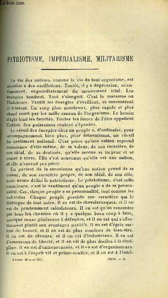 Etudes tome 142 n� 5 - Patriotisme, imp�rialisme, militarisme par …