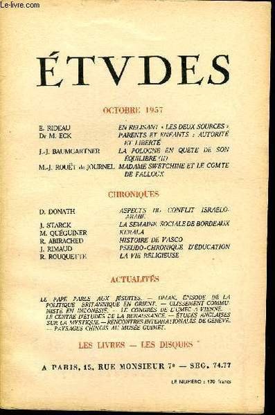 Etudes tome 295 n� 10 - En relisant les deux …