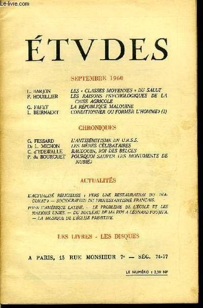 Etudes tome 306 n� 9 - Les classes moyennes du …