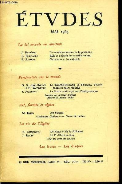 Etudes tome 317 n� 5 - La morale au service …