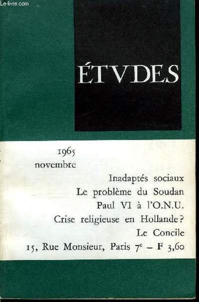Etudes tome 323 n� 11 - Dissociations familiales et �ducation …