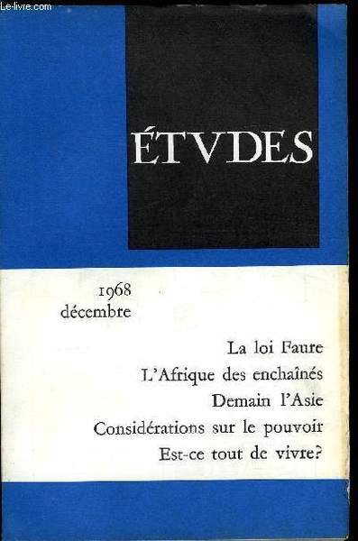 Etudes tome 329 n� 12 - L'Afrique des enchain�s par …