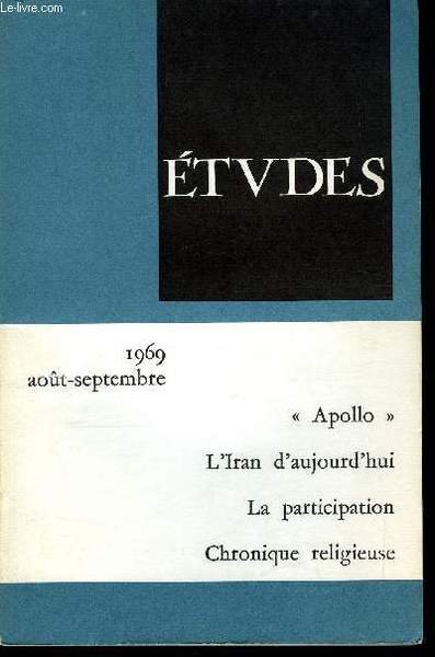 Etudes tome 331 n� 8-9 - L'op�ration Apollo par Fran�ois …
