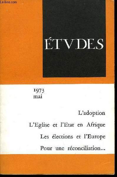 Etudes tome 338 n� 5 - L'�glise et l'Etat en …