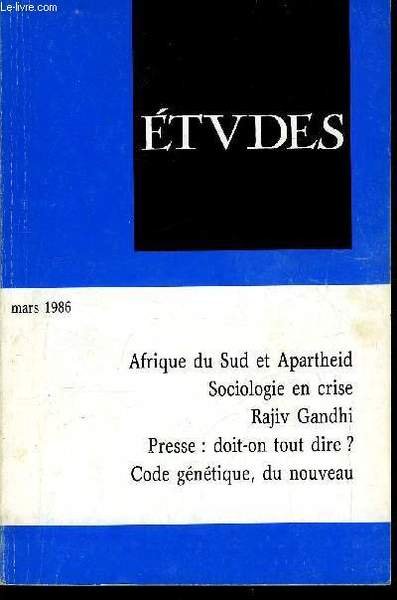 Etudes tome 364 n� 3 - Les Afrikaners et l'apartheid …