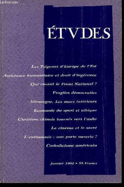 Etudes tome 376 n� 1 - Les Tsiganes de l'Europe …