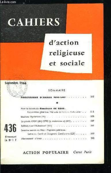 Cahiers d'action religieuse et sociale nï¿½ 436 - Programme d'annï¿½e … | Immagine principale