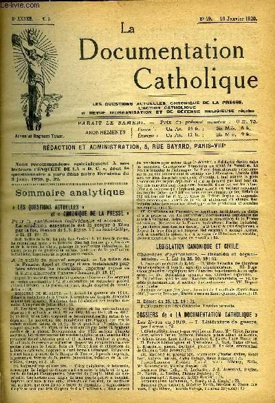 La documentation catholique en 27 volumes allant de 1920 � …