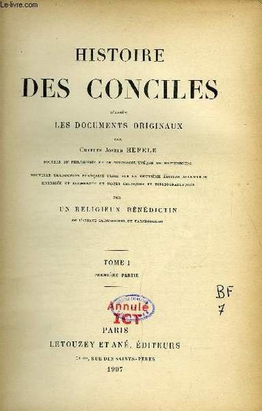 Histoire des conciles d'apr�s les documents originaux 11 tomes en …