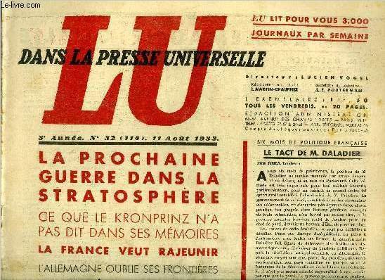 Lu dans la presse universelle n� 114 - L'Allemagne oublie ses fronti�res par Carmen Ennesch, En France, politique jeune ?, L'�cole et la patrie, L'effort am�ricain, opinions contradictoires par Amerigo Ruggiero, D�centralisation, Gandhi et les Indes