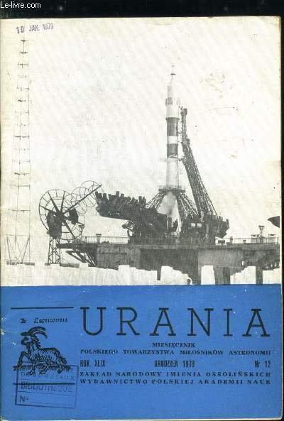 Urania n° 12 - Astronomia Anaksagorasa, Zakrycia Aldebarana i Hiad w r. 1979 w Polsce, Przyrzad do sprawdzania bledu osobowego obserwatora, Komunikat C.S.O.S. nr 7/78