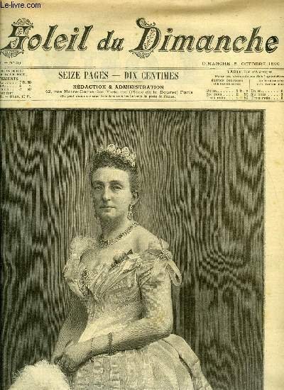 Le soleil du dimanche n° 40 - Madame la comtesse de Paris, gravure de Dochy, La rivière souterraine de Paris par Jacques Breton, Le clown (suite et fin), Les inondations dans le midi, Césarine par Albert Cim, Faust chez les soldats, Canvassing par Léon