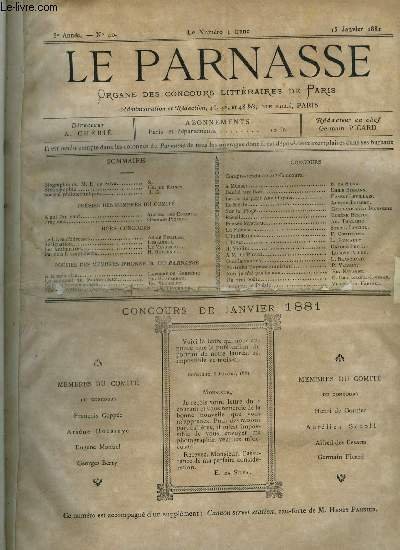 Le parnasse - organe des concours littéraires de Paris - …