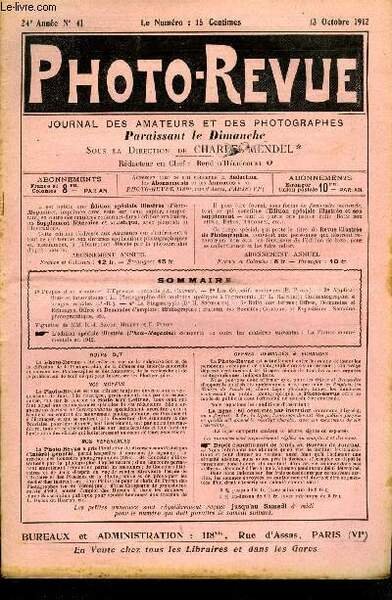 Photo-revue n° 41 - Propos d'un amateur : l'épreuve agrandie …