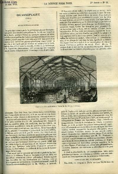 La science pour tous n° 24 - Galvanoplastie, reproductions diverses par J. Baille, De l'influence exercée par les phases de la lune sur les colorations du ciel et des nuages par P. Guyot, Son histoire depuis les temps le plus reculés jusqu'a nos jours