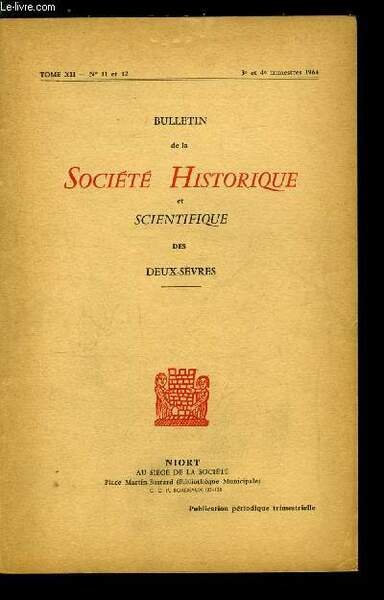 Bulletin de la société historique et scientifique des deux-sèvres tome …