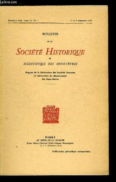 Bulletin de la société historique et scientifique des deux-sèvres tome …