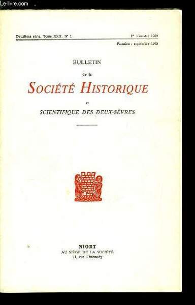 Bulletin de la société historique et scientifique des deux-sèvres tome …