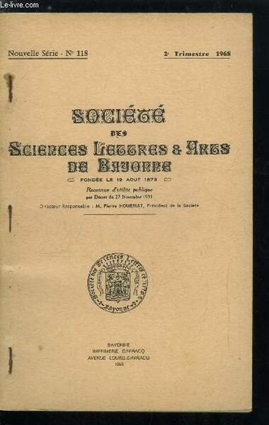 Société des sciences, lettres et arts de Bayonne n° 118 … | Immagine principale