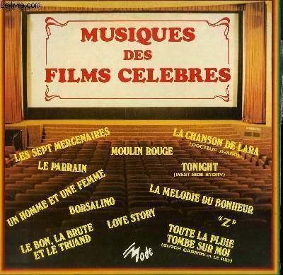 DISQUE VINYLE 33T MUSIQUE DES FILMS CELEBRES. LES 7 MERCENAIRES / TONUGHT / LOVE STORY / BORSALINO.