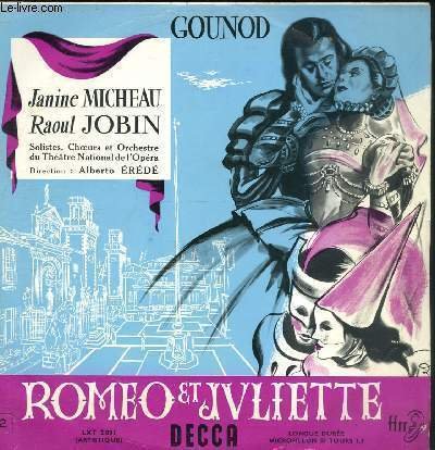 DISQUE VINYLE 33T FRERE LAURENT, CAPULET, TYBALT, MERCUTIO, GERTRUDE, PRINCE DE VERONE, GREGORIO, STEPHANO.