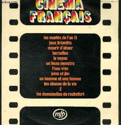DISQUE VINYLE 33T LES MARIES DE L'AN II, JEUX INTERDITS, MOURIR D'AIMER, BORSALINO, LE VOYOU, UN BEAU MONSTRE, L'EAU VIVE, JULES ET JIM, UN HOMME ET UNE FEMME, LES CHOSES DE LA VIE, Z, LES DEMOISELLES DE ROCHEFORT.