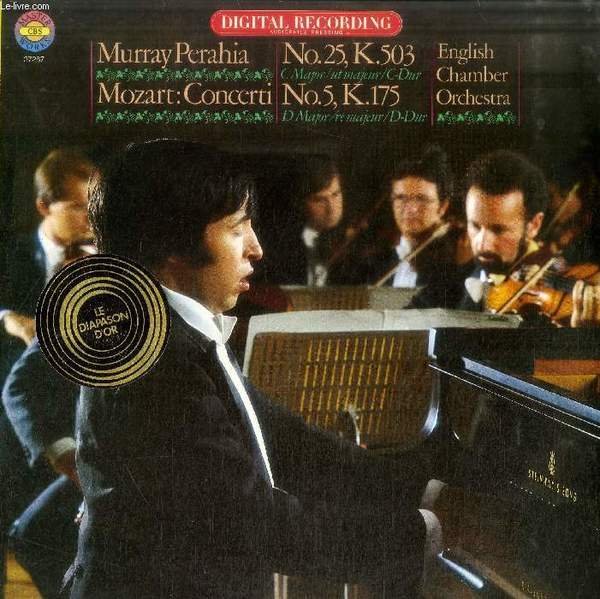 DISQUE VINYLE 33T : CONCERTI N� 25 K 503, N� 5 K 175 - English Chamber Orchestra. Murray Perahia, Piano