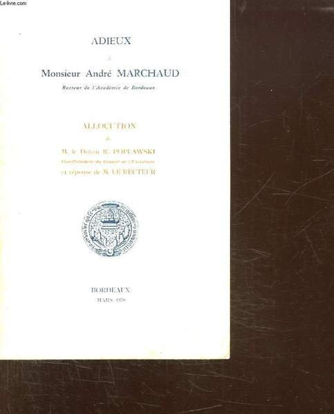 ADIEUX A MONSIEUR ANDRE MARCHAUD. RECTEUR DE L ACADEMIE DE … | Immagine principale