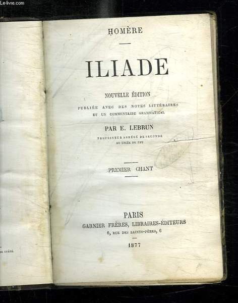 ILIADE. PREMIER CHANT. TEXTE GREC.