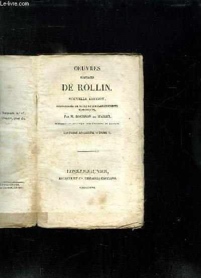 OEUVRES COMPLETES DE ROLLIN. NOUVELLE EDITION. TOME 5: HISTOIRE ANCIENNE.