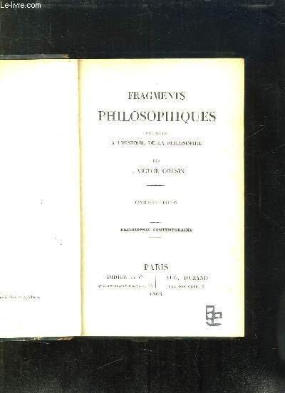 FRAGMENTS PHILOSOPHIQUES POUR SERVIR A L HISTOIRE DE LA PHILOSOPHIE. …