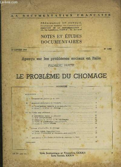 LA DOCUMENTATION FRANCAISE N° 1829 DU 30 JANVIER 1954. SOMMAIRE: …