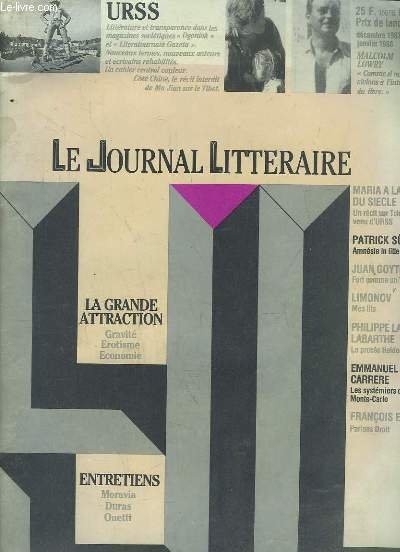 LE JOURNAL LITTERAIRE N° 2 DECEMBRE 1987 JANVIER 1988. SOMMAIRE: …