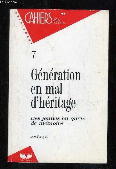 GENERATION EN MAL D HERITAGE. DES JEUNES EN QUETE DE …