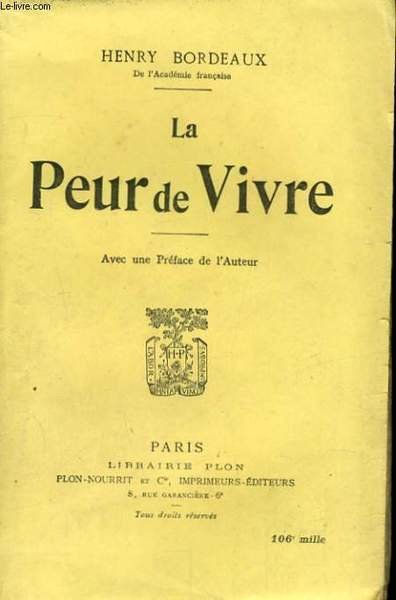LA PEUR DE VIVRE