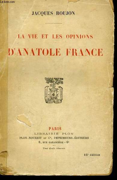 LA VIE ET LES OPINIONS D'ANATOLE FRANCE | Immagine principale