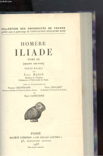 HOMERE - ILIADE TOME III