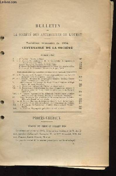 Bulletin De La Soci T Des Antiquaires De L'Ouest Et Des Mus Es De ...