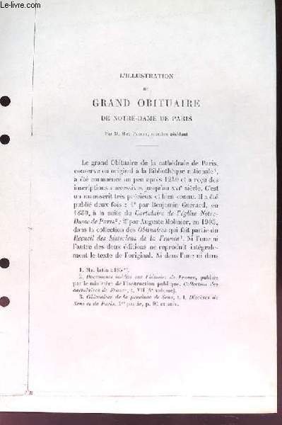 L'Illustration du Grand Obituaire de Notre-Dame de Paris. (Ouvrage photocopi�) | Immagine principale