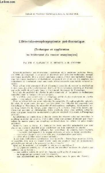 EXTRAIT DE BORDEAUX CHIRURGICALE facs 1 - L'il�o-colo-oesophagoplastie pr�-thoracique.