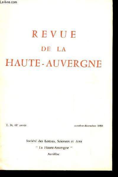 REVUE DE LA HAUTE AUVERGNE. TOME 36. OCTOBRE-DECEMBRE | Immagine principale