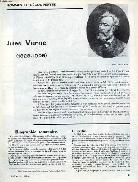 HOMMES ET DECOUVERTES. D.C. N�178. JULES VERNES (1828-1905) | Immagine principale