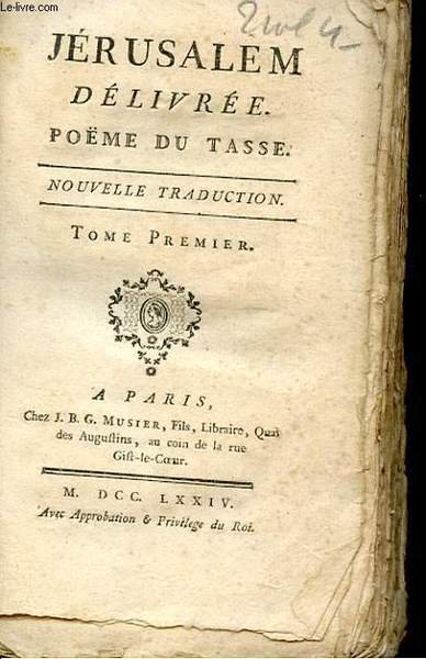 JERUSALEM DELIVREE. POEME DU TASSE. TOME 1. NOUVELLE TRADUCTION | Immagine principale