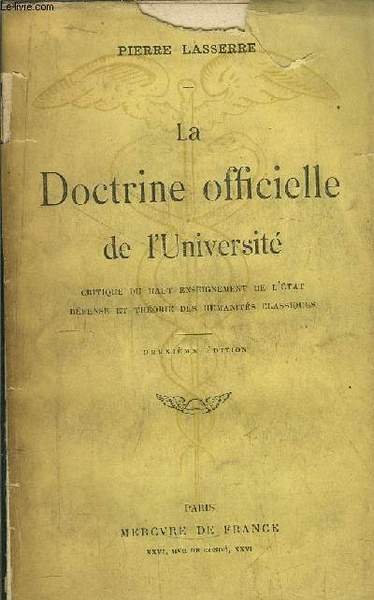 LA DOCTRINE OFFICIELLE DE L'UNIVERSITE