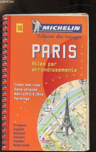 MICHELIN GUIDE N�16 - PARIS - ATLAS PAR ARRONDISSEMENTS -